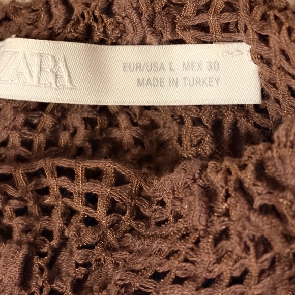 Zara Chocolate Brown Lace Knit Top - Picture 4 of 4
